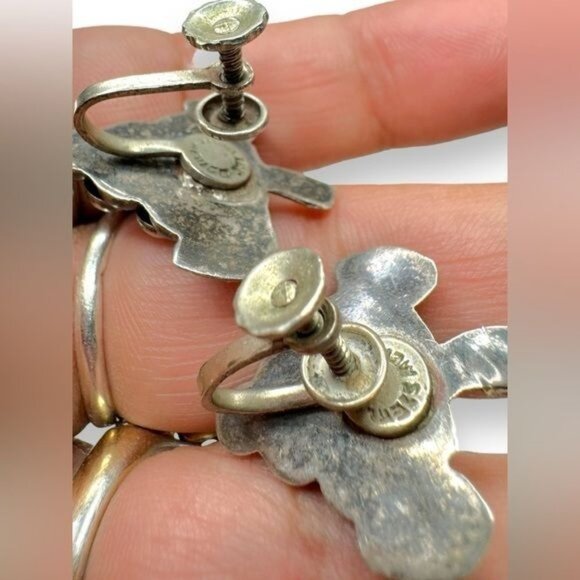 Vintage Mexican Sterling Grape Pendant & Earrings Set 925 Screwback - Picture 4 of 4